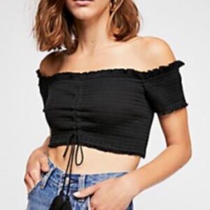 Free People It’s A Chinch smocked off the shoulder top XS